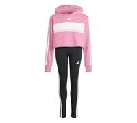 adidas Bambina Seasonal Essentials TIBERIO 3 Stripes Fleece Leggings Set, Pink Fusion/White/Clear Pink, 9-10 Years