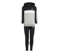 Adidas Bambina Tiberio 3-Stripes Colorblock Fleece Leggings Set Kids, Black/White/Medium Grey Heather, 3-4 Years