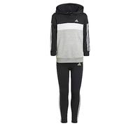 adidas Bambina Tiberio 3-Stripes Colorblock Fleece Leggings Set Kids, black/white/medium grey heather, 4-5 Years