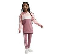 adidas Bambina Tiberio 3-Stripes Colorblock Fleece Leggings Set Kids, semi pink spark/preloved crimson/sandy pink, 5-6 Years