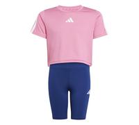 adidas Bambina TRAIN ESSENTIALS 3-STIPES T-SHIRT SET, pink fusion/white, 7-8 Years