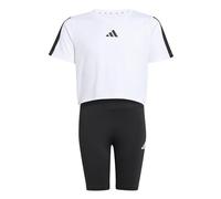 adidas Bambina TRAIN ESSENTIALS 3-STIPES T-SHIRT SET, white/black, 13-14 Years