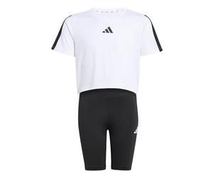 adidas Bambina TRAIN ESSENTIALS 3-STIPES T-SHIRT SET, white/black, 14-15 Years
