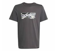 adidas Bambino Camo Linear Junior Boys Graphic Tee, Grey Five, 9-10 Years