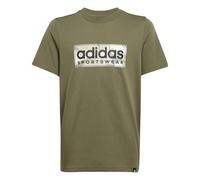 adidas Bambino Camo Linear Junior Boys Graphic Tee, Olive Strata, 15-16 Years