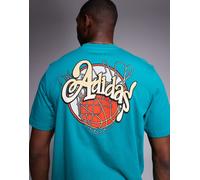 adidas - Basketball - T-shirt blu acqua con stampa sul retro S