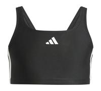 adidas Bambina 3-Stripes V-Back Bikini, Black/White, 3-4 Years