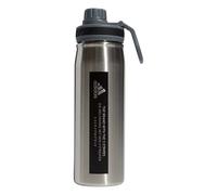 adidas Borraccia in metallo da 600 ml, a doppia parete isolata caldo/freddo, in acciaio inox 18/8, acciaio inossidabile/grigio onice, nero, 600 ml
