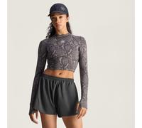 Adidas By Stella McCartney Maglietta a maniche lunghe da allenamento crop stampata Charcoal / Black L