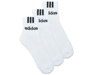 adidas Calzini 3-Stripes Linear Half-Crew Cushioned Socks 3 Pairs in Bianco M
