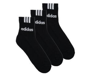 adidas Calzini 3-Stripes Linear Half-Crew Cushioned Socks 3 Pairs in Nero S