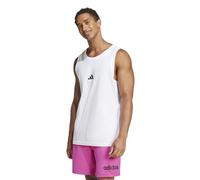 adidas Canotta da uomo Essentials in jersey con logo piccolo, bianco/nero, M