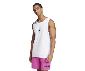 adidas Canotta da uomo Essentials in jersey con logo piccolo, bianco/nero, M