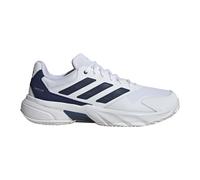 adidas Uomo CourtJam Control 3 Clay Tennis Shoes, Ftwr White/Dark Blue/Cyber Met., 44 EU