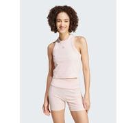 adidas - Crop top senza maniche da casa rosa sabbioso a coste XL