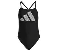 adidas Donna 3 Bar Logo Print Swimsuit, Black/White, 38
