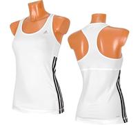 Adidas Donna 3-Streifen Clima Tank Top Camicia Sport Fitness Corsa Tennis Bianco