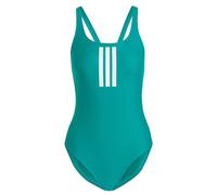 adidas Donna 3 Stripes V-Back Swimsuit Swimwear, Equipment Green/White, 44
