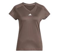adidas Donna AEROREADY Train Essentials Minimal Branding V-Neck Tee, Earth Strata/White, M
