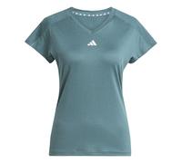 adidas - Aeroready Train Essentials - T-shirt minimal con scollo a V color verde-azzurro preloved/bianco-Blu 2XS