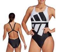 Adidas Donna Costume da Bagno Con Bustino Nuoto Suit Bars Nero/Bianco L XL