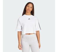 adidas Donna Essentials 3-Stripes Cotton Loose Shirt, White/Black, L