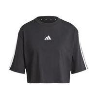 adidas Donna Essentials 3-Stripes Cotton Loose T-Shirt, Black/White, L