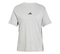 adidas Donna Essentials 3-Stripes Cotton T-Shirt, Medium Grey Heather/Black, XS