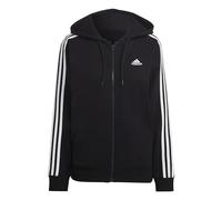 adidas Donna Essentials 3-Stripes French Terry Bomber Full-Zip Hoodie, Black/White, M