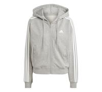 adidas Donna Essentials 3-Stripes French Terry Bomber Full-Zip Hoodie, Medium Grey Heather, XS