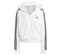 adidas Donna Essentials 3-Stripes French Terry Bomber Full-Zip Hoodie, White/Black, L
