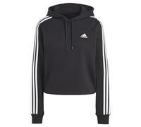 Felpa con cappuccio adidas Essentials 3 Stripes Crop nero bianco donna - L