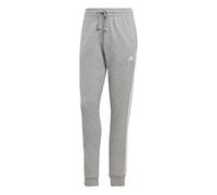 adidas Donna Essentials 3-Stripes French Terry Cuffed Pants, Medium Grey Heather / White, XS