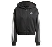 adidas Donna Essentials 3-Stripes French Terry Full Zip Hoodie, Black/White, L