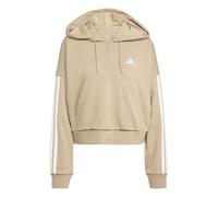 Adidas Donna Essentials 3-Stripes French Terry Quarter-Zip Hoodie, Warm Sandstone/White, L