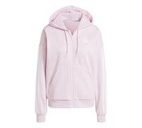 adidas Donna Essentials 3-Stripes Full-Zip Fleece Hoodie, Clear Pink/White, XL