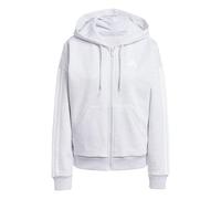 adidas Donna Essentials 3-Stripes Full-Zip Fleece Hoodie, Light Grey Heather/White, XL