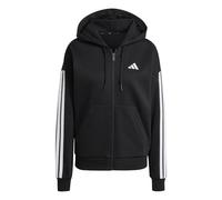 adidas Donna Essentials 3-Stripes Full-Zip Fleece Hoodie Sweatshirt, Black, S