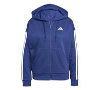 adidas Donna Essentials 3-Stripes Full-Zip Fleece Hoodie Sweatshirt, Dark Blue/White, XL