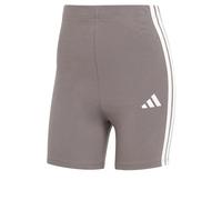 adidas Donna Essentials 3-Stripes High Waisted Biker Shorts, Grey Strata/White, XS