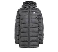 Giacca con cappuccio adidas Essentials Light Down 3 strisce nero bianco donna - S