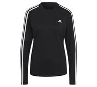 adidas Donna Essentials 3-Stripes Long Sleeve Tee, Black/White, S