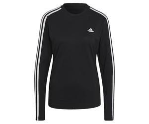 adidas Donna Essentials 3-Stripes Long Sleeve Tee, Black/White, S