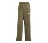 Adidas Donna Essentials 3-Stripes Open Hem Fleece Pants, Olive Strata/White, S