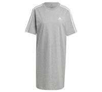 adidas Donna Essentials 3-Stripes Single Jersey Boyfriend Tee Dress, Medium Grey Heather/White, S