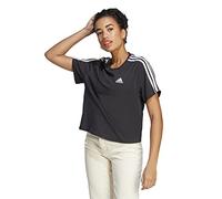 adidas Donna Essentials 3-Stripes Single Jersey Crop Top, Black / White, L