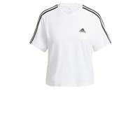 adidas Donna Essentials 3-Stripes Single Jersey Crop Top, White/Black, S