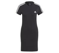 adidas Donna Essentials 3-Stripes Single Jersey Fitted Tee Dress, Black/White, XS