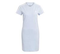 adidas Donna Essentials 3-Stripes Single Jersey Fitted Tee Dress, Blue Dawn/White, S