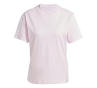 adidas Donna Essentials 3-Stripes Sleeve Cotton T-Shirt, Clear Pink/White, L